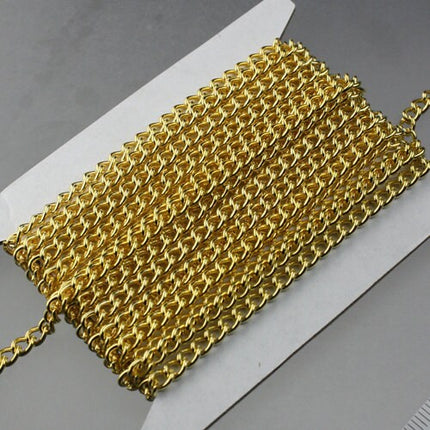 32 feet Gold Curb Chain / Gold Plated Curb BIG Chunky Sturdy Curb Chain - 3.6mm width 1.0mm Wire Unsoldered - Bulk Chain - 36CURB