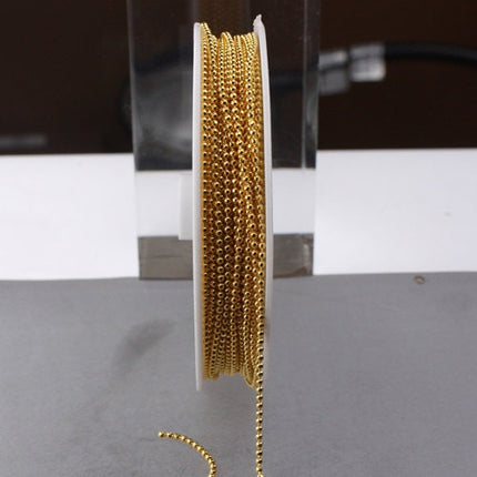 10 Ft. gold Finished on Brass Faceted Ball Chain - 1.5mm Ball w/ FREE 5pcs Connector Terminal (Crimp) - 15DC