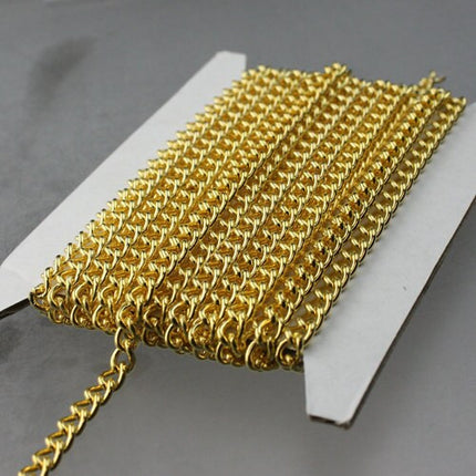 32 feet Gold Curb Chain / Gold Plated Curb BIG Chunky Sturdy Curb Chain - 3.6mm width 1.0mm Wire Unsoldered - Bulk Chain - 36CURB