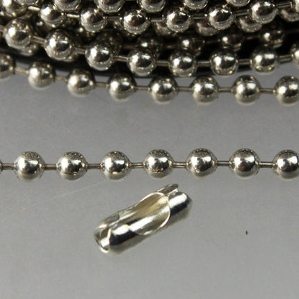 32 ft spool of Rhodium plated BIG ball chain - 3.2mm with 10 connector(Insert) - 32BALL