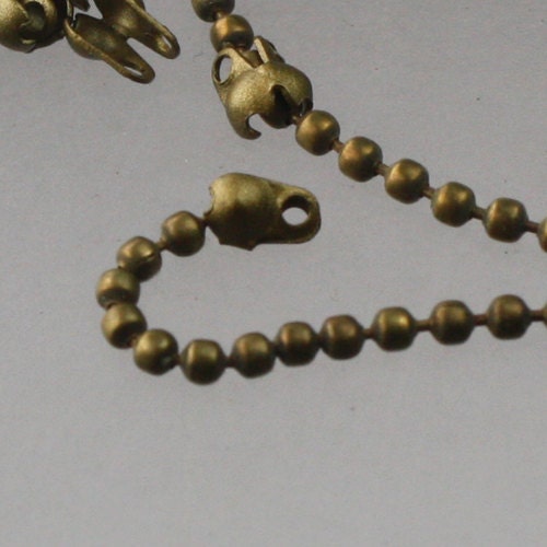 Antique Brass Chain, 32 ft. spool of Antique Brass  ball chain - 1.5mm ball size with free 10 pcs of connector(Crimp) - 15BALL