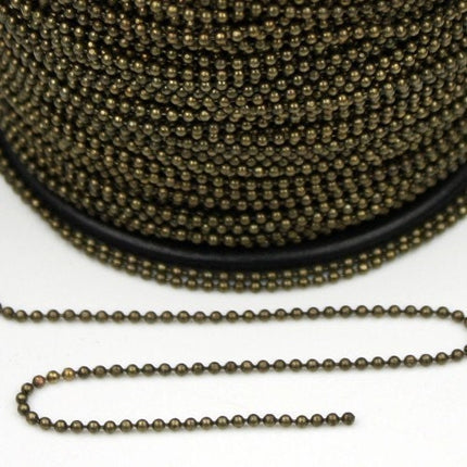 32 ft. spool of Antique Brass finished ROUND ball chain - 1.5mm ball size with free 10 pcs of connector(Crimp) - 15BALL