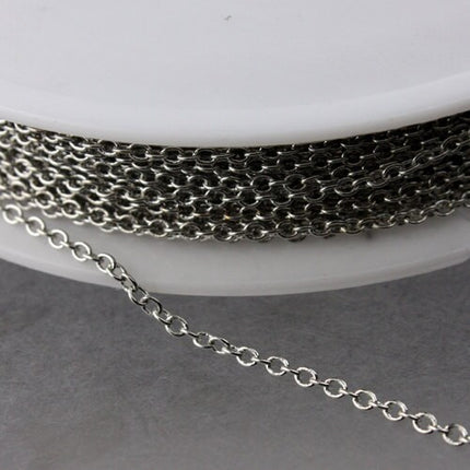 10 feet of Rhodium Plated Tiny Cable Chain - 2.0x1.4mm SOLDERED link - 2014S