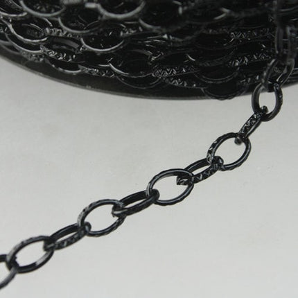 STRONg 19G 12 ft. of Black Finished Texture Drawn Cable Chain - 6.3x3.5mm Unsoldered Link - 6335DR-EX