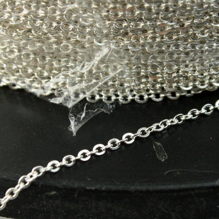 925 SOLID Sterling Silver Chain Bulk, 5 Ft. Little Tiny Flat Round Cable Chain Solid Silver - 1.6x1.25mm - SS16125