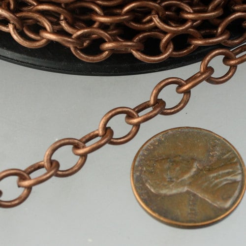 Chunky Fashion Chain 30 ft of Antiqued Copper Big Heavy Cable chain - 7.8x6.3mm 1.2mm unsoldered links - 7863CA