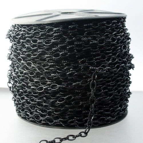 STRONg 19G 32 ft. of Black Finished Texture Drawn Cable Chain - 6.3x3.5mm Unsoldered Link - 6335DR-EX