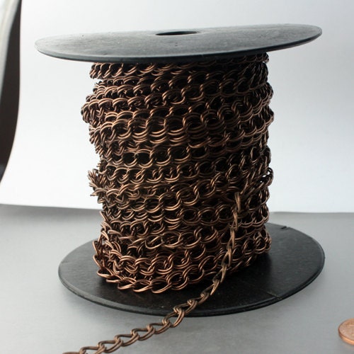 5 ft of Antique Copper Double Curb Chain -  8x7mm 0.8mm Unsoldered Link - 8070CU