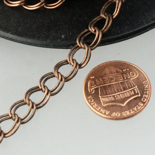 5 ft of Antique Copper Double Curb Chain -  8x7mm 0.8mm Unsoldered Link - 8070CU
