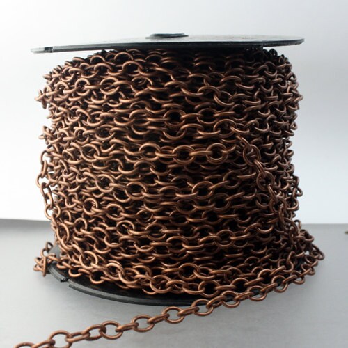 Chunky Fashion Chain 30 ft of Antiqued Copper Big Heavy Cable chain - 7.8x6.3mm 1.2mm unsoldered links - 7863CA