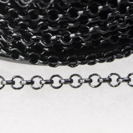 Sample Lot - Black Rolo Chain bulk, 3 ft of Rolo Cable Chain 3.2mm - Unsoldered Links -  Bulk Jewelry Chain - 3.2ROLO