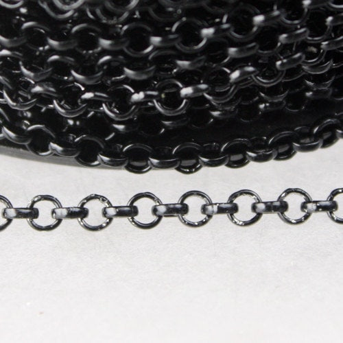 Sample Lot - Black Rolo Chain bulk, 3 ft of Rolo Cable Chain 3.2mm - Unsoldered Links -  Bulk Jewelry Chain - 3.2ROLO