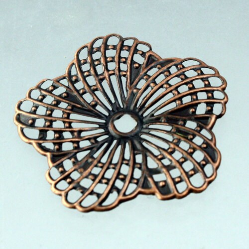 SALE Sale 50 pcs of Antiqued Copper finished Hibiscus Flower filigree focal L:ink - 34mm