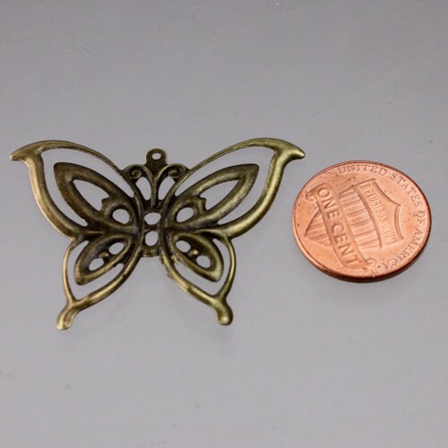 20 pcs of Antique Brass finished filigree Butterfly  41X30mm