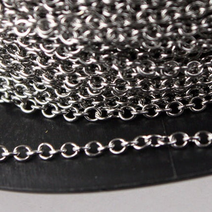 Stainless Steel chain bulk, 3 ft of Surgical Stainless Steel Small Soldered Sturdy cable chain - 1.95mm SOLDERED Link