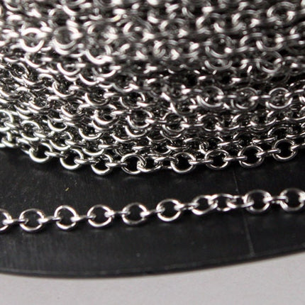 100 feet Stainless Steel Chain - Small Cable Chain Surgical SOLDERED Sturdy Cable Chain - 1.95mm - Bulk Chain Necklace Wholesale DIY Chain