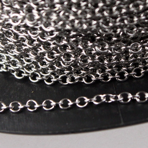 100 feet Stainless Steel Chain - Small Cable Chain Surgical SOLDERED Sturdy Cable Chain - 1.95mm - Bulk Chain Necklace Wholesale DIY Chain