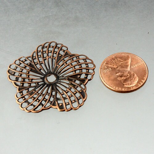 SALE Sale 50 pcs of Antiqued Copper finished Hibiscus Flower filigree focal L:ink - 34mm