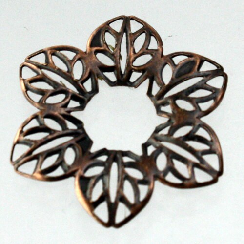 20 pcs of Antiqued Copper finished 6 Leaf Hibiscus Flower filigree focal Link - 23mm