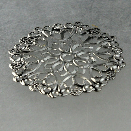 10 pcs of Gunmetal Plated filigree drop 35mm