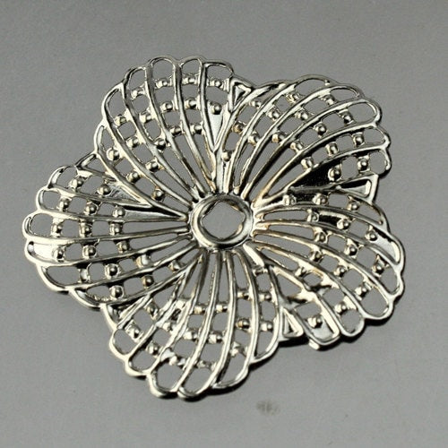 12 pcs of Antiqued Silver finished Hibiscus Flower filigree focal L:ink - 34mm