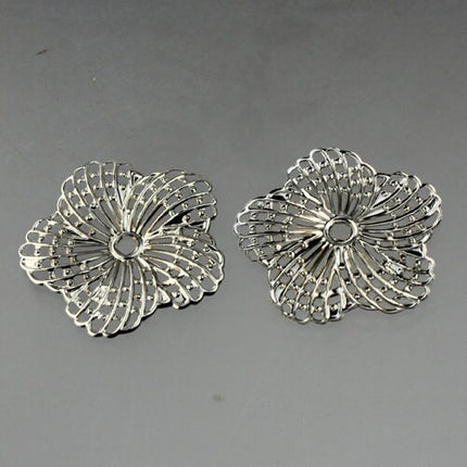 12 pcs of Antiqued Silver finished Hibiscus Flower filigree focal L:ink - 34mm