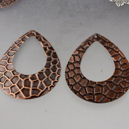 10 pcs of Antiqued copper filigree drop 65x50mm
