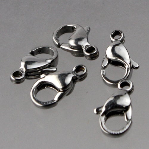 10 STAINLESS Steel Lobster Clasp Parrot Clasp Claw Clasp - 12x7mm - GUNMETAL - STLOB12
