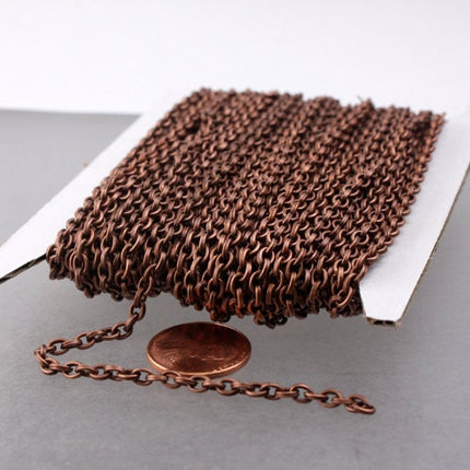 12 ft of Antique Copper finished Drawn Cable Chain - 4X3mm unsoldered link (Sturdy link) - 43DRAWN