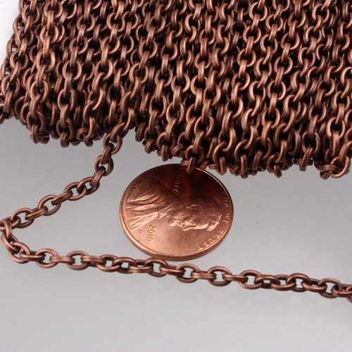 12 ft of Antique Copper finished Drawn Cable Chain - 4X3mm unsoldered link (Sturdy link) - 43DRAWN