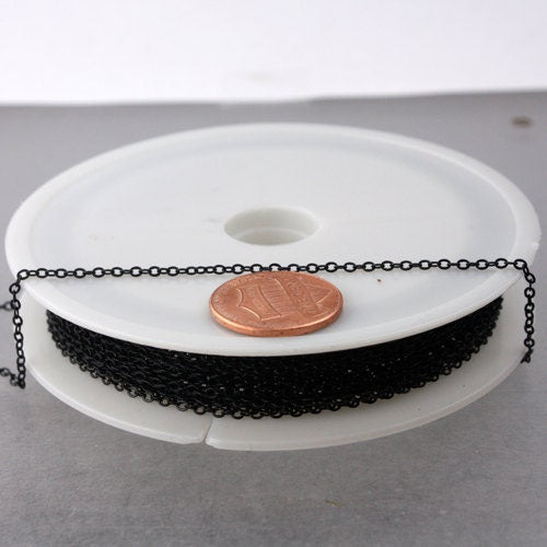SALE Sale 32 ft spool of BLACK little Oval Flat Soldered Cable Chain 2.4x1.7mm - 2417F