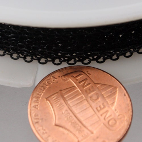 SALE Sale 32 ft spool of BLACK little Oval Flat Soldered Cable Chain 2.4x1.7mm - 2417F