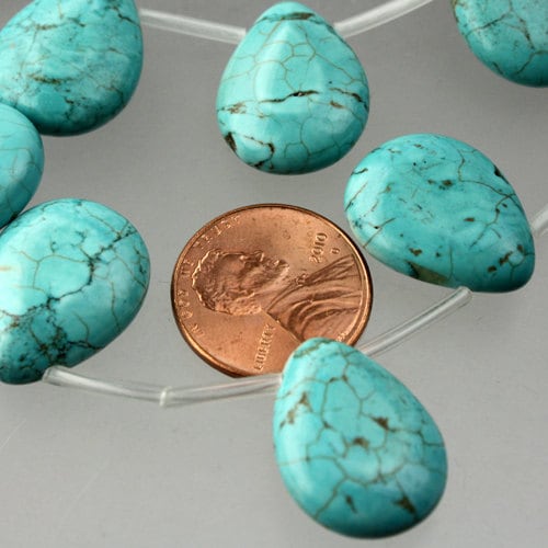 16pcs Howlite Turquoise Teardrop Briolette Drop 18x26mm