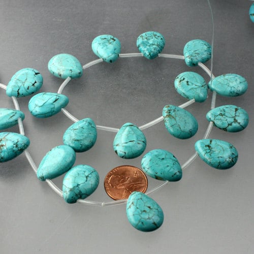 16pcs Howlite Turquoise Teardrop Briolette Drop 18x26mm