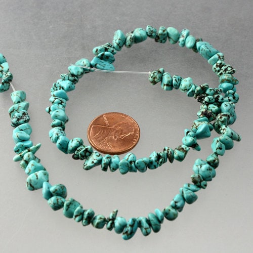 16 inches strand of howlite Turquoise  nugget chips irregular beads about 4x6mm
