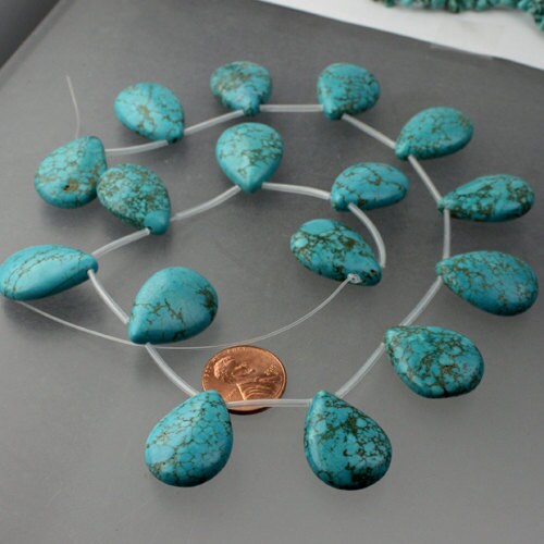 18pcs Howlite Turquoise Teardrop Briolette Drop 15x20mm