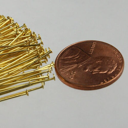 Bulk Package 300 pcs of Gold plated on Flat headpin - 2 inch 24Gauge