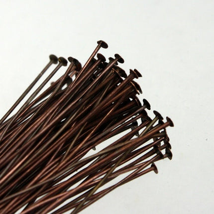 Bulk Package 300 Pcs Antique Copper FLAT headpins Head Pins T Pins - 2 inch (50mm) 22Gauge 22G - TPIN-22G-50