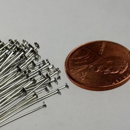 Bulk Package 300 Pcs Rhodium FLAT headpins Head Pins T Pins - 2 inch (50mm) 22Gauge 22G - TPIN-22G-50