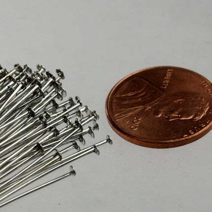 Bulk/FingerPick 300 Pcs Rhodium FLAT headpins Head Pins T Pins - 2 inch (50mm) 22Gauge 22G - TPIN-22G-50