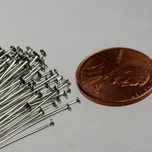 Bulk/FingerPick 300 Pcs Rhodium FLAT headpins Head Pins T Pins - 2 inch (50mm) 22Gauge 22G - TPIN-22G-50
