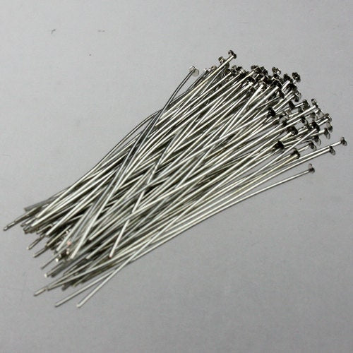 Bulk Package 300 Pcs Rhodium FLAT headpins Head Pins T Pins - 2 inch (50mm) 22Gauge 22G - TPIN-22G-50