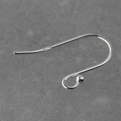 925 Sterling Silver Ball End Ear wire Earrings - 15x13mm 23G Thickness, French Hook, Genuine Solid Silver - SSEar1513