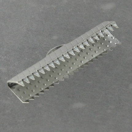 20 pcs Silver Plated 25mm / 1 inch Ribbon Clamps Connectors Clips End for Leather Charm Braid