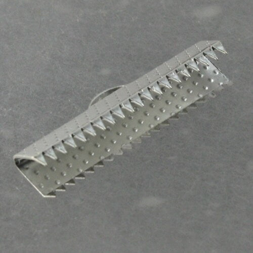 20 pcs Silver Plated 25mm / 1 inch Ribbon Clamps Connectors Clips End for Leather Charm Braid