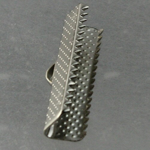 20 pcs Rhodium Plated 25mm / 1 inch Ribbon Clamps Connectors Clips End for Leather Charm Braid