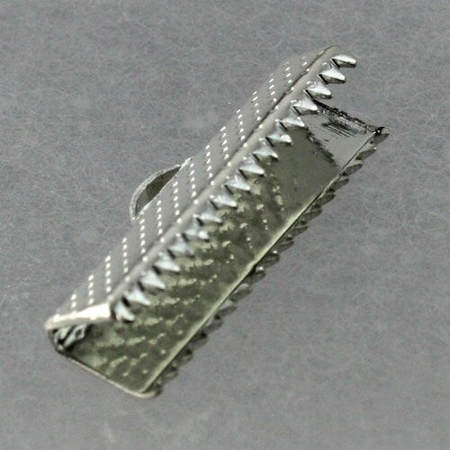 20 pcs Rhodium Plated 20mm Ribbon Clamps Connectors Clips End for Leather Charm Braid