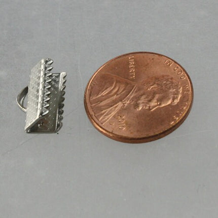 30 pcs Rhodium Plated 13mm - 1/2 inch Ribbon Clamps Connectors Clips End for Leather Charm Braid