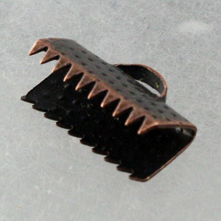 30 pcs Antique Copper Plated 13mm - 1/2 inch Ribbon Clamps Connectors Clips End for Leather Charm Braid