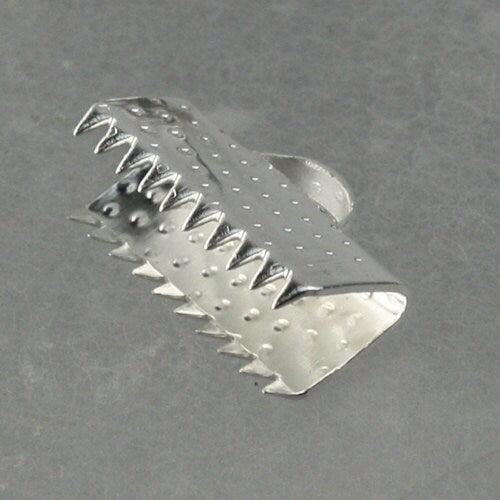 30 pcs Silver Plated 13mm - 1/2 inch Ribbon Clamps Connectors Clips End for Leather Charm Braid